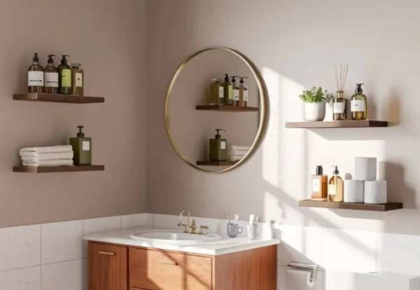Set of Two Floating Wall Shelves with Metal Bracket - Available in Two Colours — photo 4