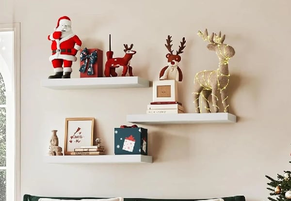 Set of Two Floating Wall Shelves with Metal Bracket - Available in Two Colours — photo 5