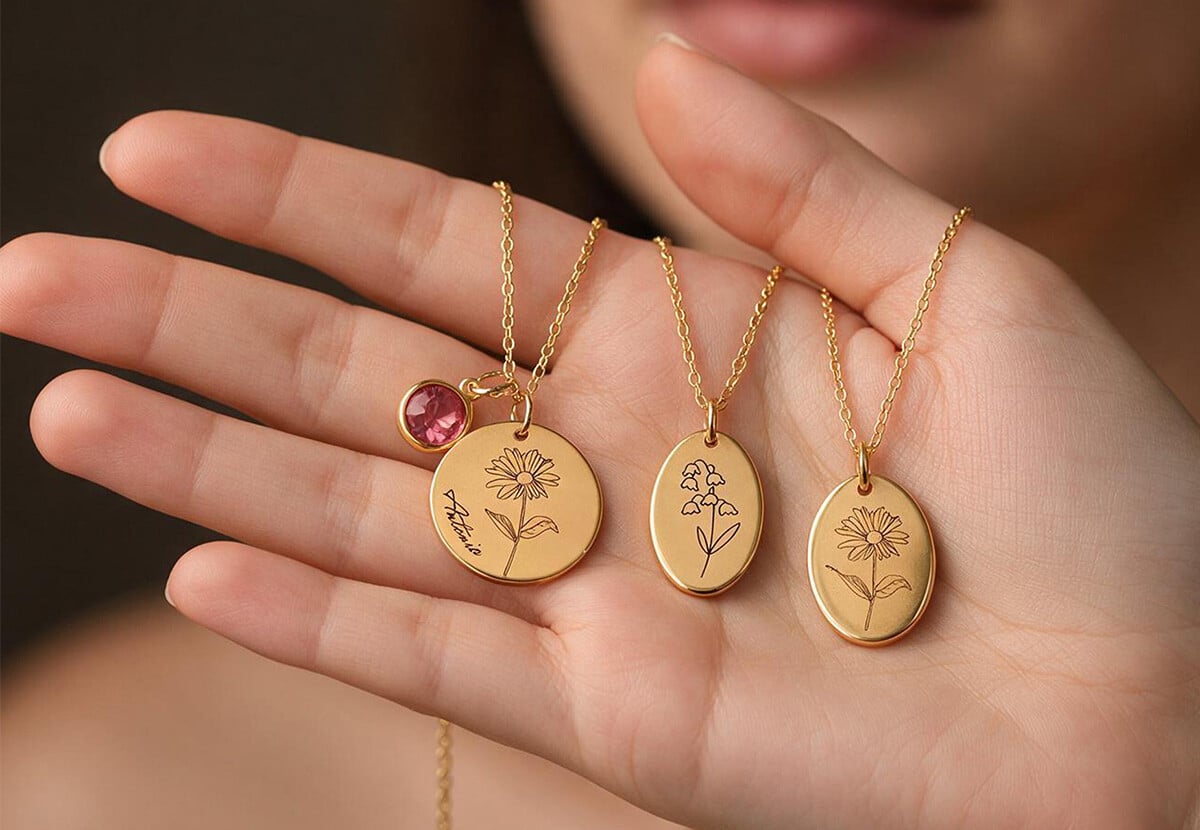 Custom Birth Flower Necklace — photo 2