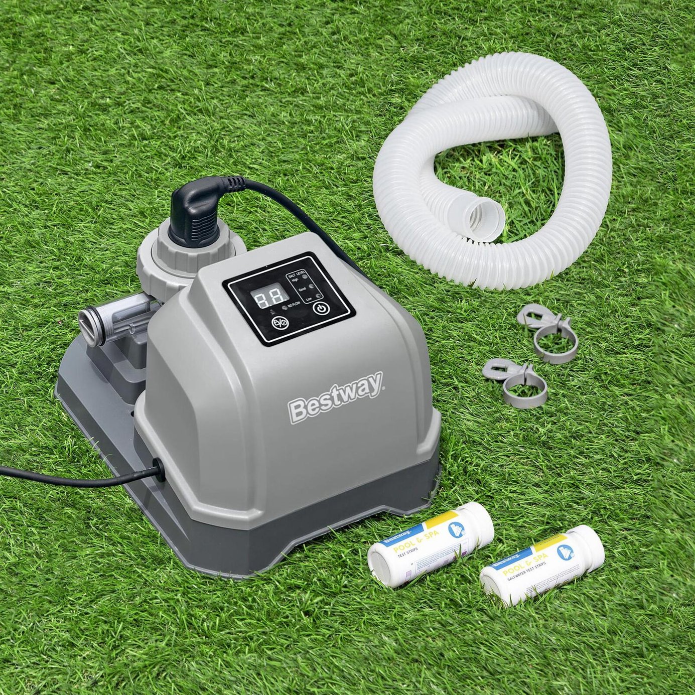 Bestway Pool Salt Water System Saltwater Chlorinator Hydrogenic Chlorine Generator 2g/h for Above Ground Swimming Pools Up to 8327L Self Cleaning Kit