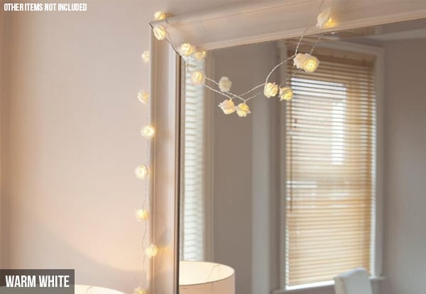 20-LED Rose Fairy Light String - Three Colours Available with Free Delivery — photo 4