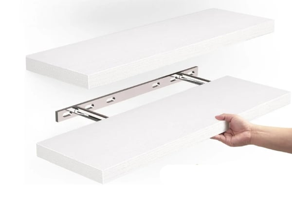 Set of Two Floating Wall Shelves with Metal Bracket - Available in Two Colours — photo 3
