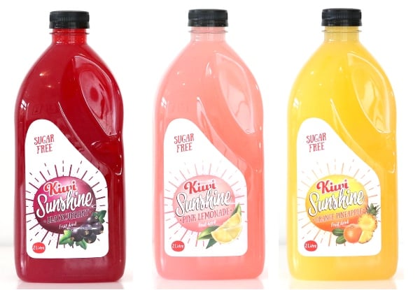 Six 2L Bottles of Kiwi Sunshine Sugarfree Fruit Drink - Two Options Available