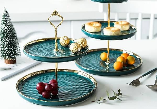 Three-Tier Ceramic High Tea Dessert Stand - Available in Two Colours — photo 3