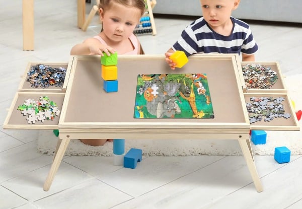 1000pcs Jigsaw Puzzle Table Board Tray with Four Drawers & Light Strip — photo 7