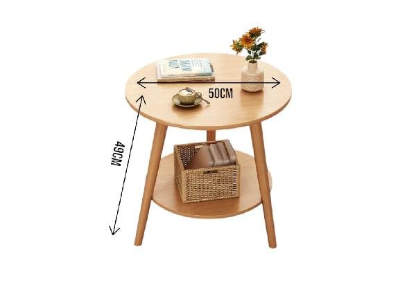 Two-Tier 50cm Round Wooden Side Table — photo 3