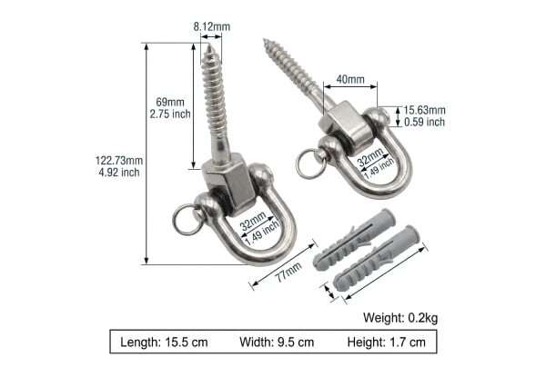 Two-Piece Heavy-Duty D-Type Swing & Sandbag Hanging Hooks — photo 4