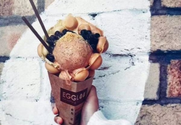 Freshly Made Waffle Dessert incl. Your Choice of Pancakes, Cone or Donuts Base, Ice Cream Topped with Cookie Crumble for One Person - Options for Two People