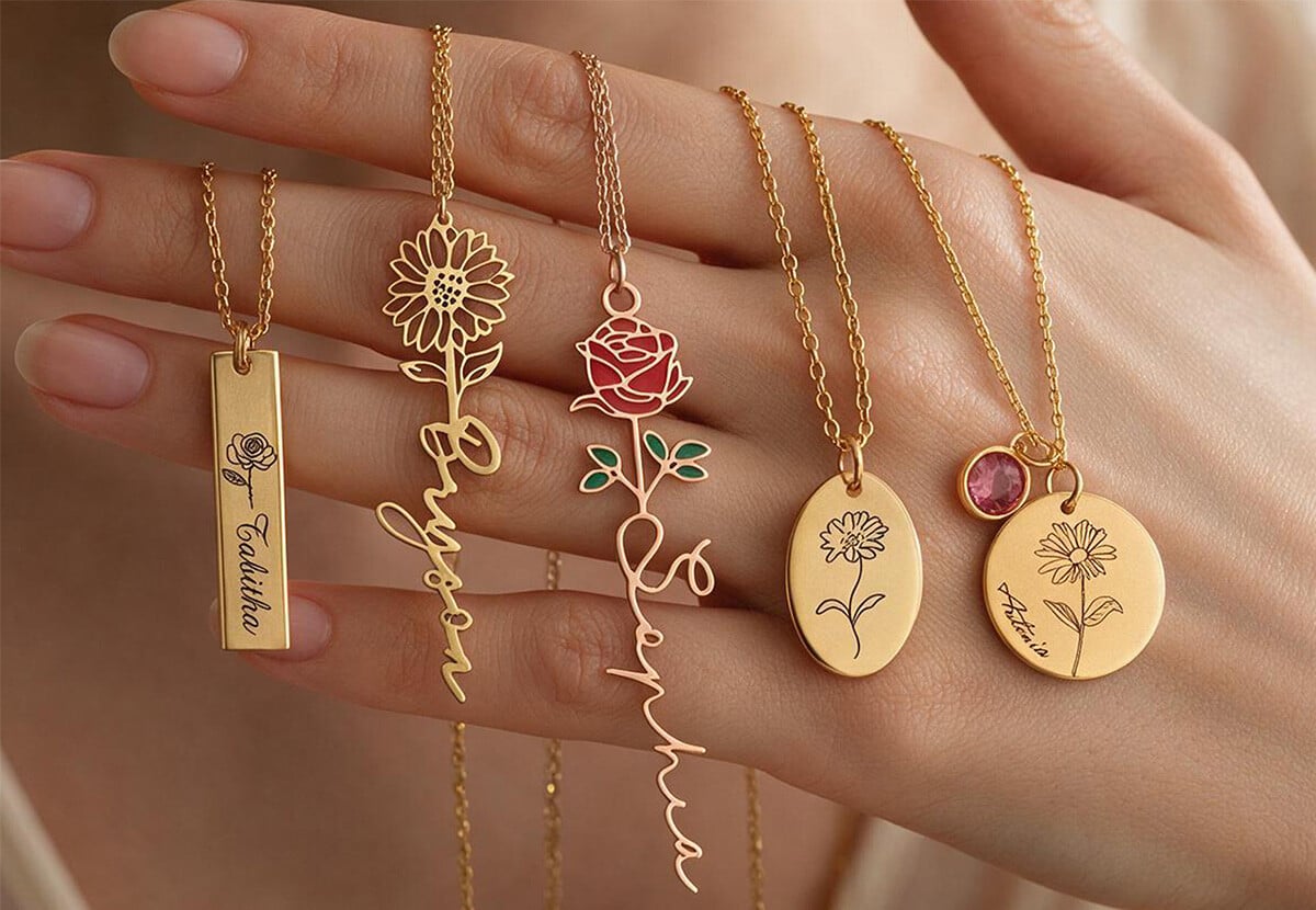 Custom Birth Flower Necklace — photo 3