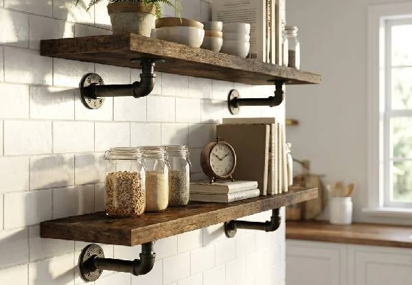 Two-Pack Industrial Floating Wall Shelves - Three Options Available — photo 3