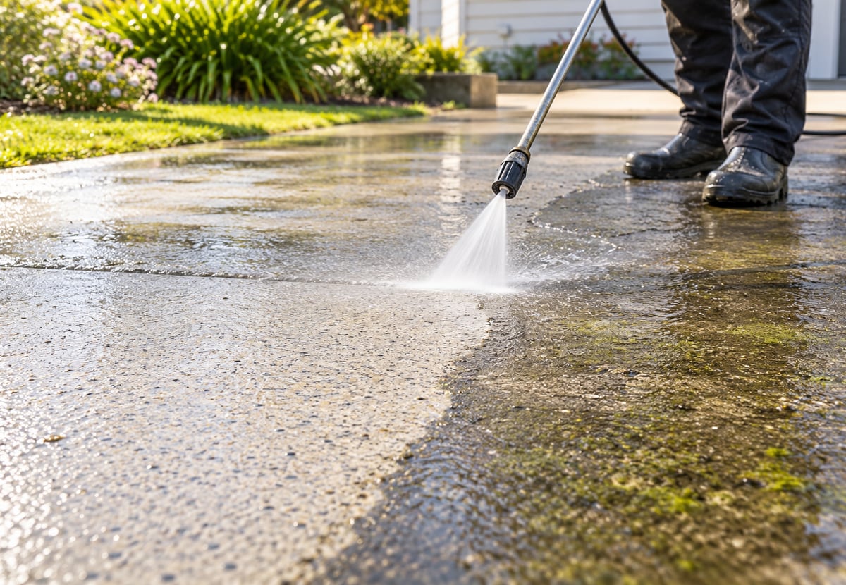 Driveway Deep Clean Water blasting Chemical Treatment