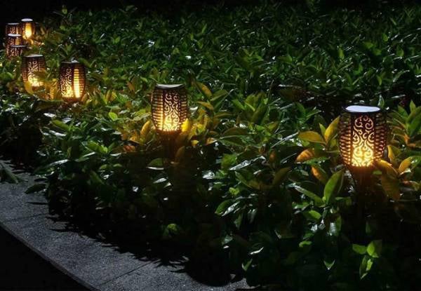 Four-Piece 12-LED Solar Power Flickering Torch Light