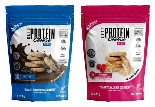 Justine's Mini Keto Cookie Pouch Range - Available in Eight Options