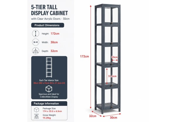 Five-Tier Bamboo Display Cabinet with Acrylic Doors - Two Sizes Available — photo 5