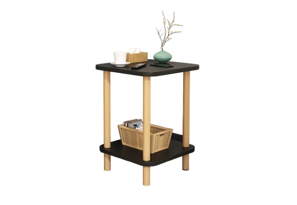 Two-Tier Square Wooden Side Table - Available in Two Colours