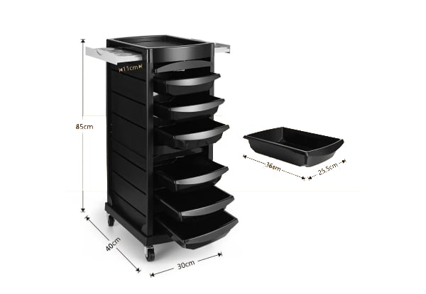 Seven-Tier Hairdressing Salon Storage Rolling Trolley Cart with Six Trays — photo 3