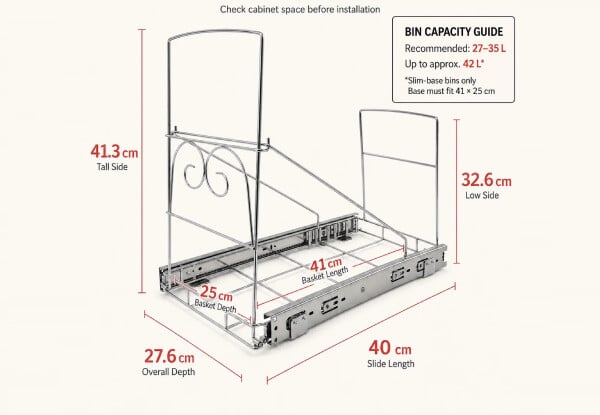 Under-Sink Pull-Out Trash Bin Holder — photo 4