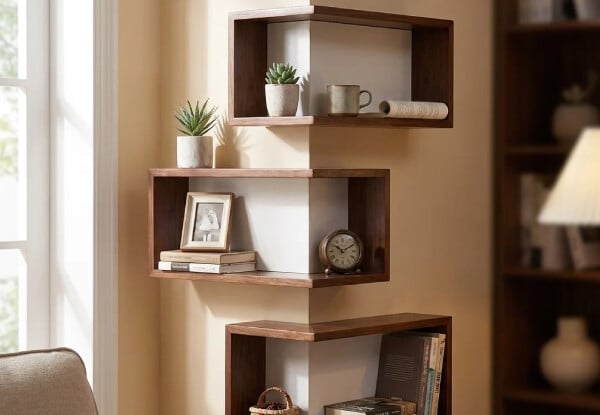 Three-Piece Wall Mounted Corner Floating Shelves
