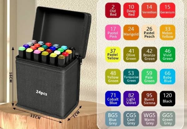Dual Tip Marker Pen Set 24 Colours - Option for 60 Colours — photo 2