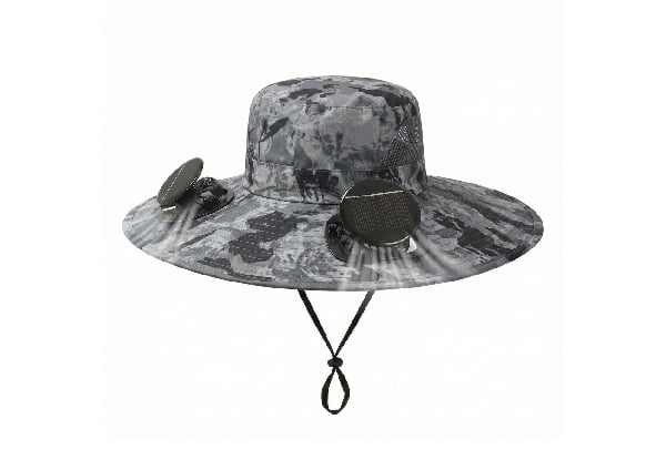 Solar & USB Rechargeable Wide Brim Hat with Dual Cooling Fan — photo 2