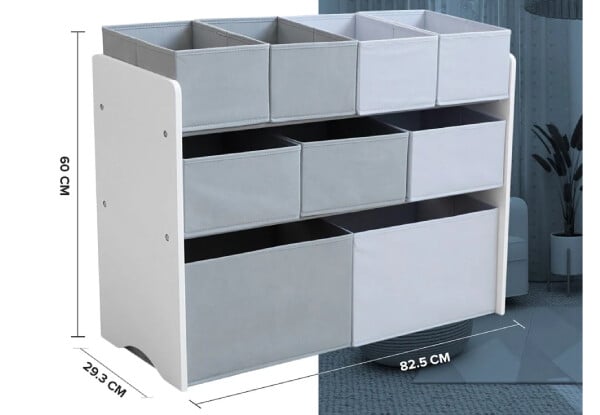 Kids Toy Storage Organiser with Nine Foldable Fabric Bins — photo 4