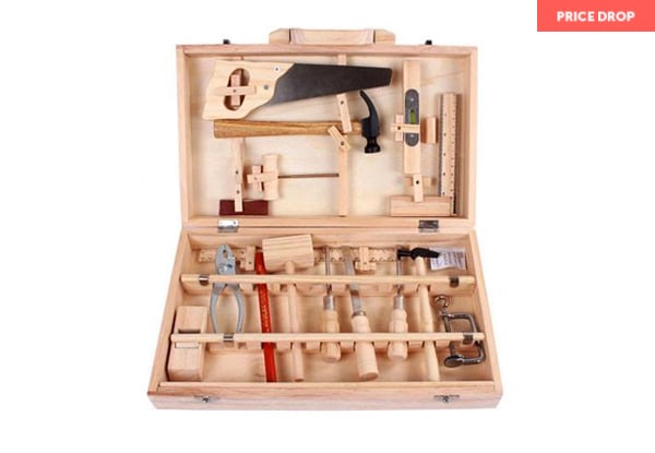 16-Piece Wooden Toy Tool Set