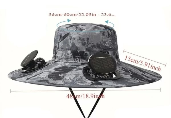 Solar & USB Rechargeable Wide Brim Hat with Dual Cooling Fan — photo 3