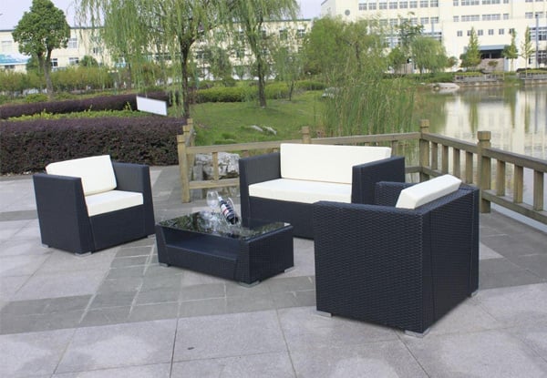 Four-Piece Brescia Rattan-Style Outdoor Furniture Set incl. a Seat Cover Set in Charcoal Colour — photo 2
