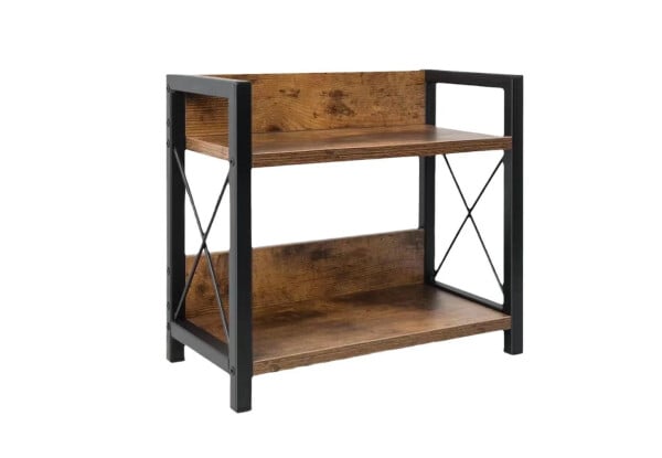 Two-Tier Rustic Industrial Storage Shelf — photo 2