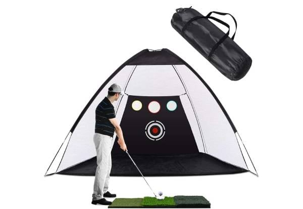 Foldable Golf Hitting Net Set with Chipping Target Pockets — photo 2