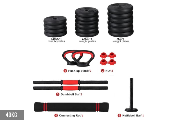 Four-in-One Adjustable Dumbbell Set - Option for 20kg, 30kg or 40kg — photo 4
