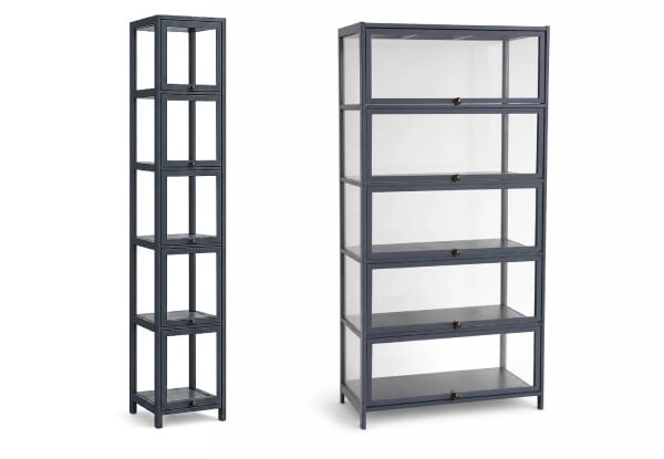 Five-Tier Bamboo Display Cabinet with Acrylic Doors - Two Sizes Available