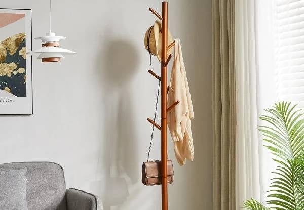 Wooden Coat Tree with Eight Hooks — photo 2