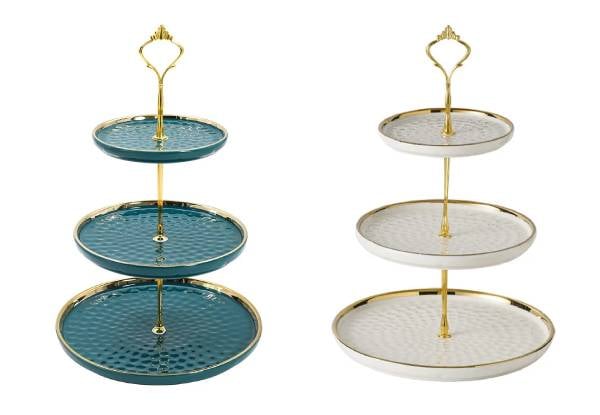Three-Tier Ceramic High Tea Dessert Stand - Available in Two Colours