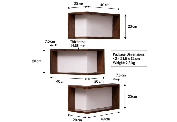 Three-Piece Wall Mounted Corner Floating Shelves — photo 4
