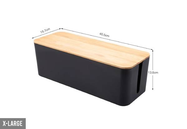 Cable Management Box with Bamboo Lid - Available in Two Sizes — photo 3