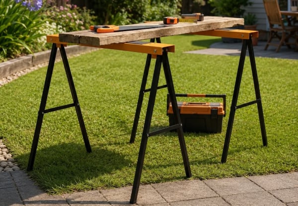 Two Heavy-Duty Sawhorse Support Frame Set — photo 3