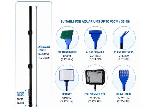 Six-in-One Telescopic Aquarium Cleaning Kit — photo 2