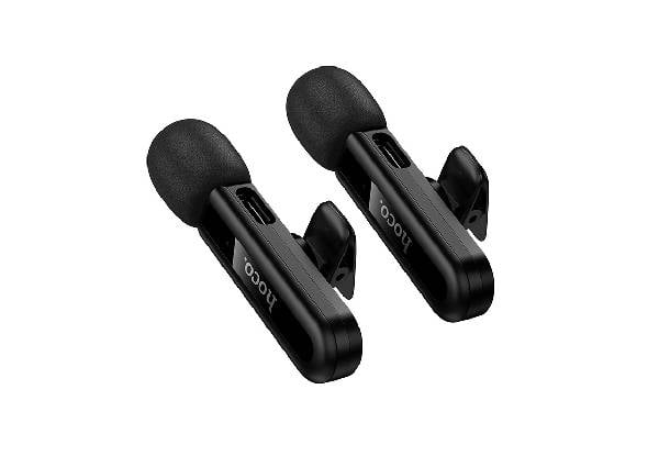 Hoco Dual Wireless Lapel Mic with USB-C Connector, Lightning Adaptor, & DSP Noise Cancellation — photo 3
