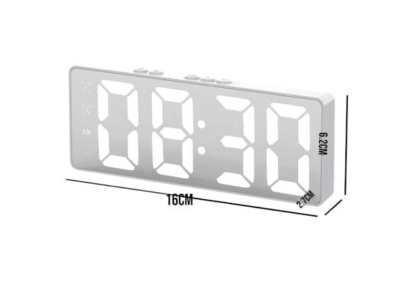 LED Mirror Large Display Desk Clock with Temperature Snooze Dual Alarms - Available in Two Colours — photo 4