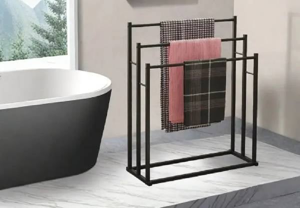 Freestanding Three-Tier Metal Towel Rack — photo 3