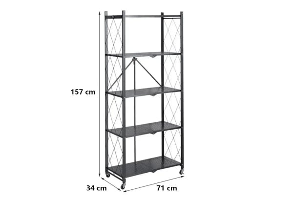 Foldable Five-Tier Kitchen Trolley Rack with Wheels — photo 3