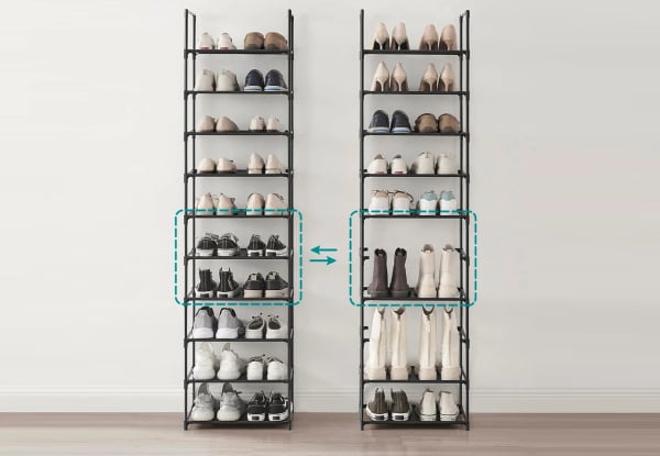 10-Tier Tall Shoe Rack Storage Shelf — photo 4