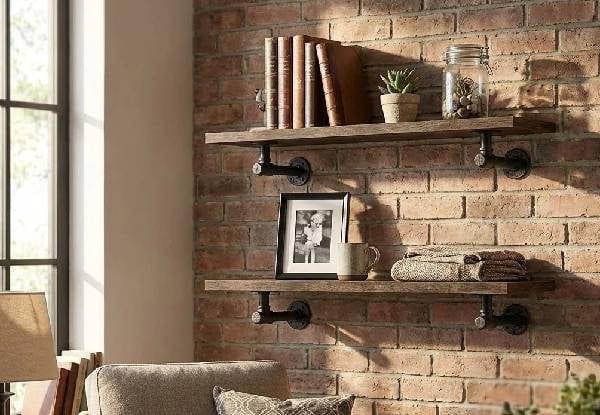 Two-Pack Industrial Floating Wall Shelves - Three Options Available — photo 9
