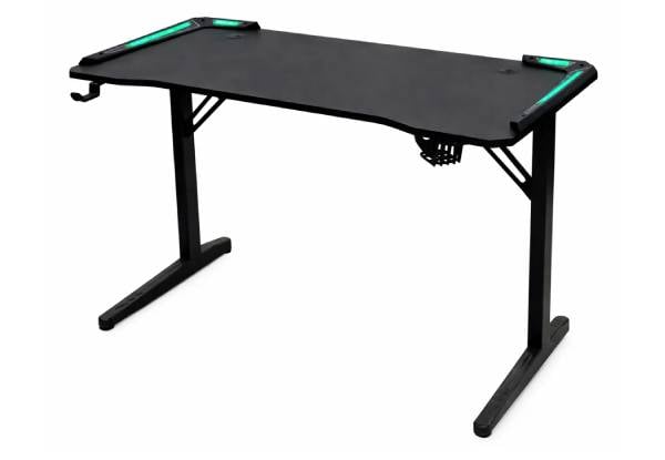 Gaming Desk with LED Light & Phone Stand