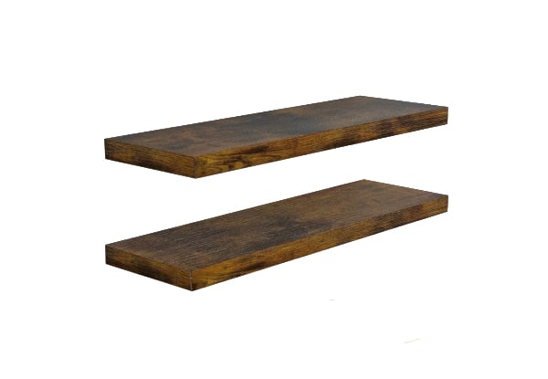 Set of Two Floating Wall Shelves with Metal Bracket - Available in Two Colours — photo 2