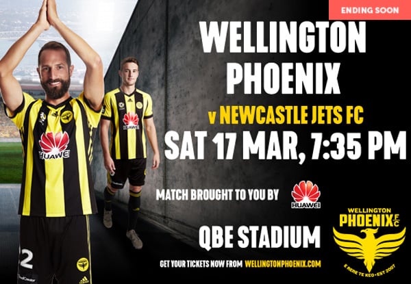 48-HOUR SALE: General Admission Ticket to Wellington Phoenix vs. Newcastle Jets at QBE Stadium, Auckland – Saturday 17th March 2018, 7:35pm (Booking & Service Fees Apply)