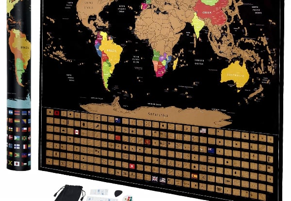 Scratch Off Map of the World Large Deluxe Edition incl. Accessories Set — photo 4