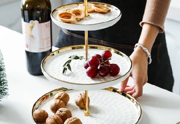 Three-Tier Ceramic High Tea Dessert Stand - Available in Two Colours — photo 5