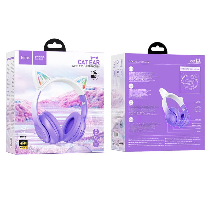 Hoco LED Cat Ear Headphones Purple — photo 2